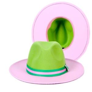 Pink and green fedora